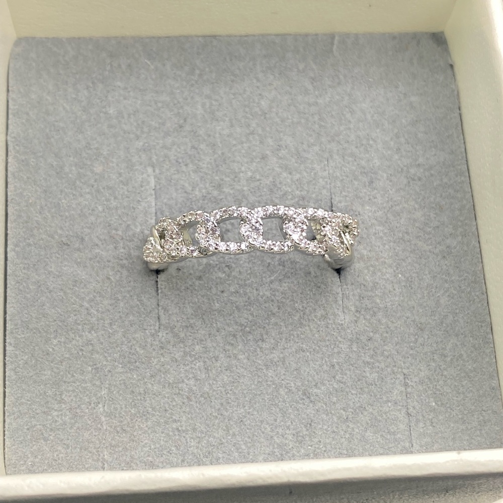 Pave CZ Cuban Link Ring - Picture 10 of 14